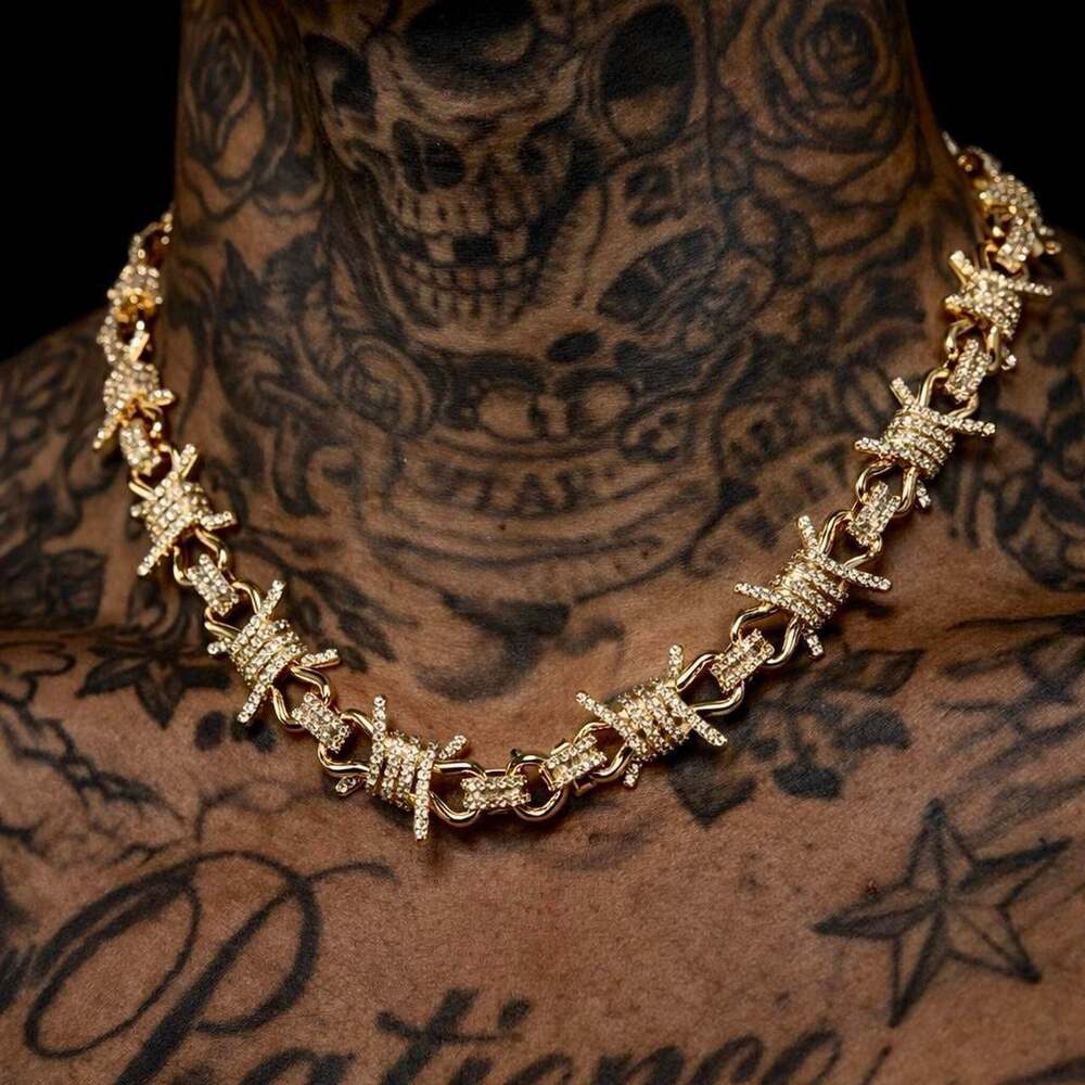 Gold barbed wire chain necklace 20inch,